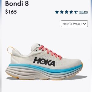 HOKA Bondi 8      size 7.5 Wide   Blanc De Blanc / Swim Day